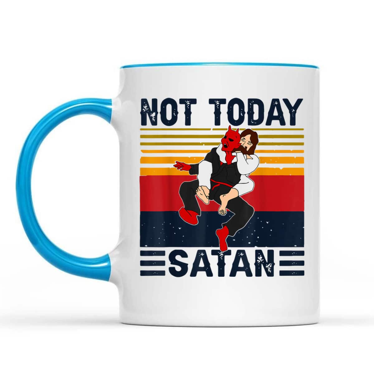 Not Today Satan Christian Funny T-Shirt Jesus Karate Kung Fu Fighting Satan