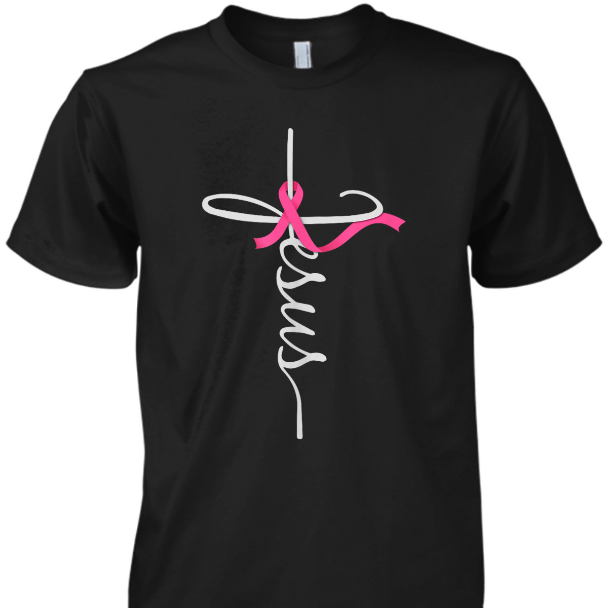 Faith Over Fear Cross Breast Cancer Awareness Jesus Believers T-Shirt