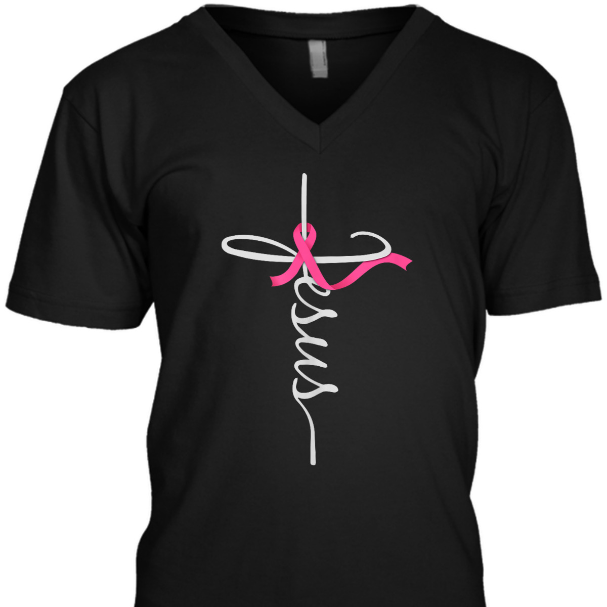 Faith Over Fear Cross Breast Cancer Awareness Jesus Believers T-Shirt