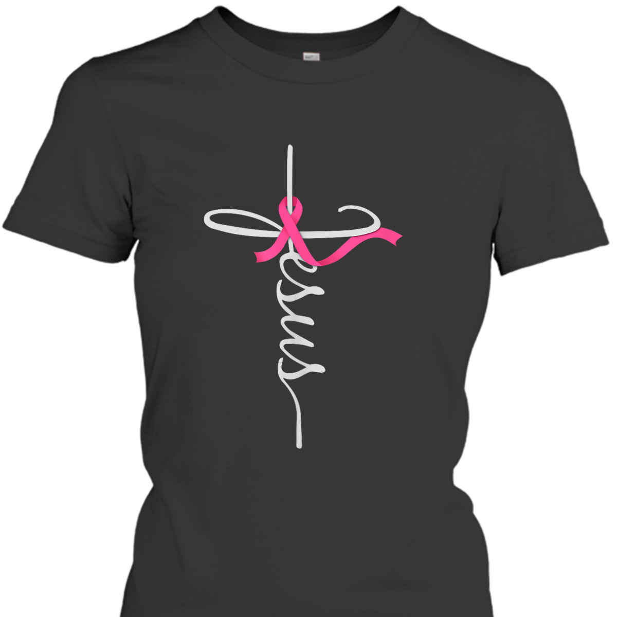Faith Over Fear Cross Breast Cancer Awareness Jesus Believers T-Shirt