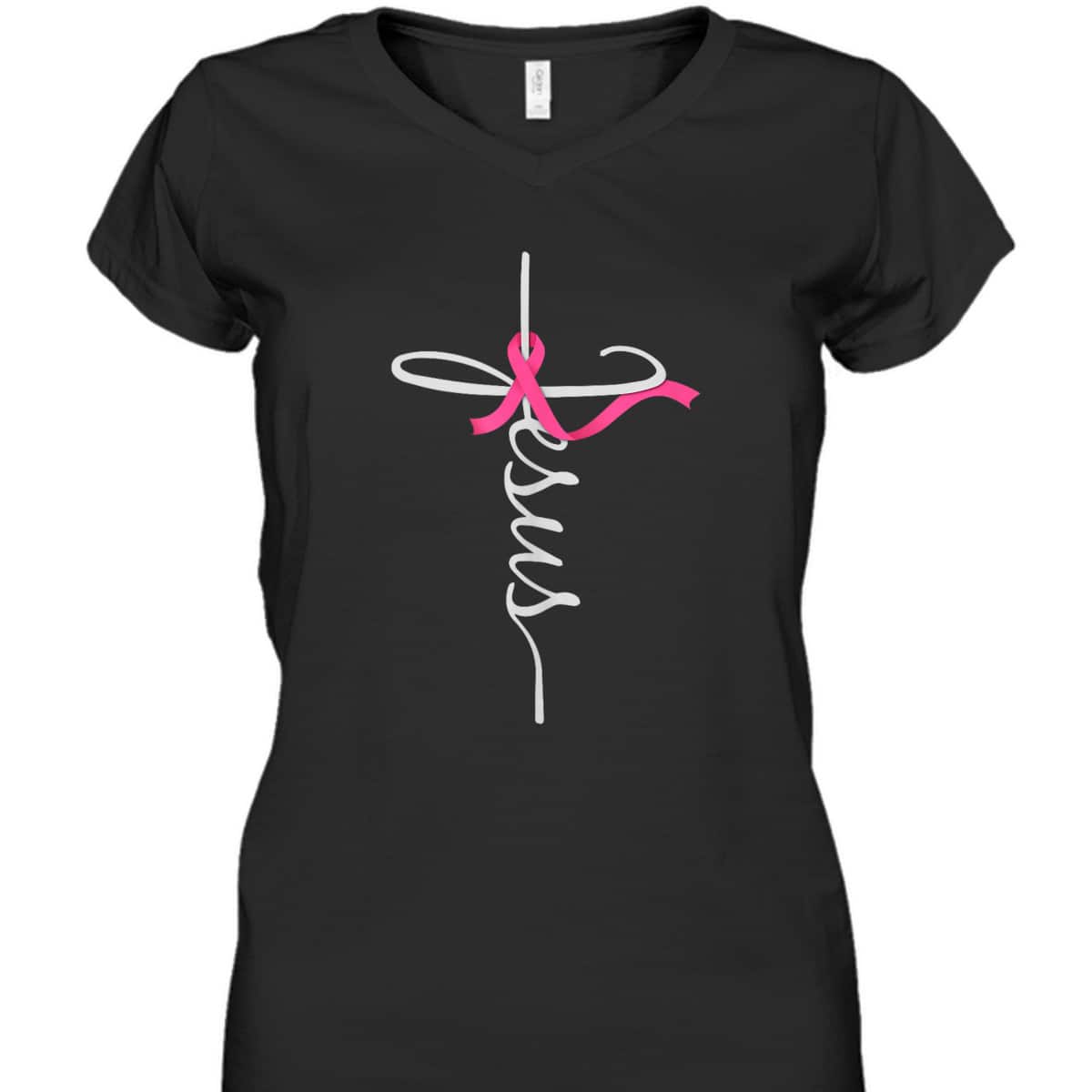 Faith Over Fear Cross Breast Cancer Awareness Jesus Believers T-Shirt