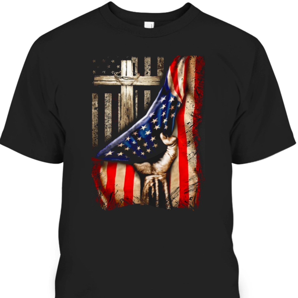 American Flag Cross Jesus Hand Pride Christian 4th Of July Independent Day T-Shirt American Flag Cross Jesus Hand Pride Christian 4th Of July Independent Day T-Shirt