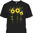 Faith Over Fear T-Shirt Childhood Cancer Awareness Sunflower Gift For Believers