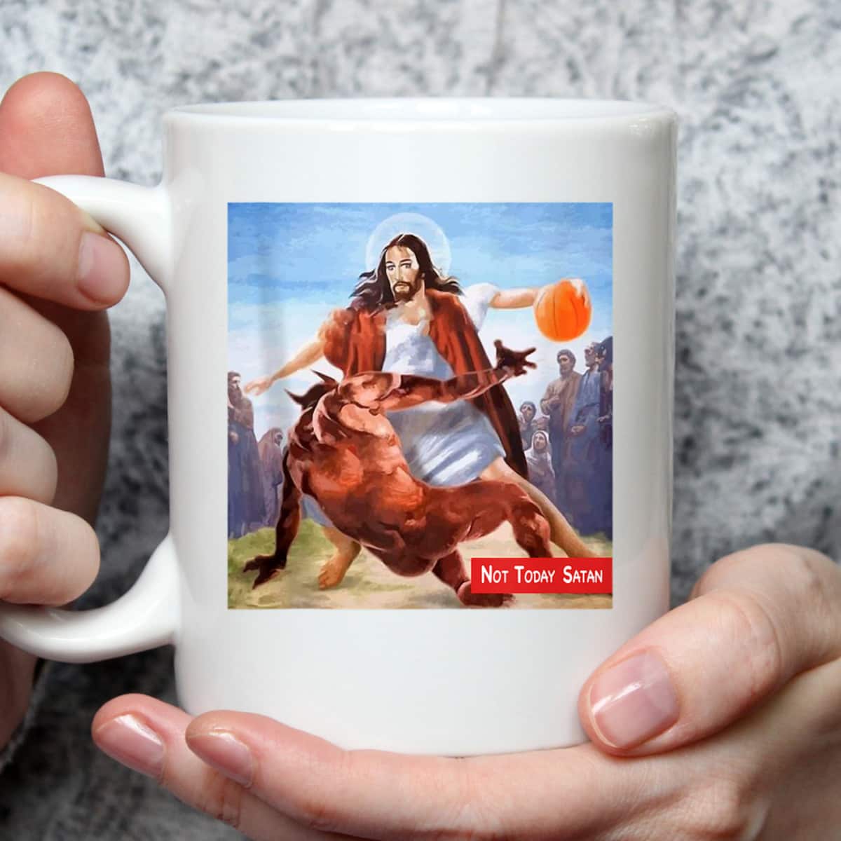 Not Today Satan Jesus Crossover Basketball Funny Christian T-Shirt