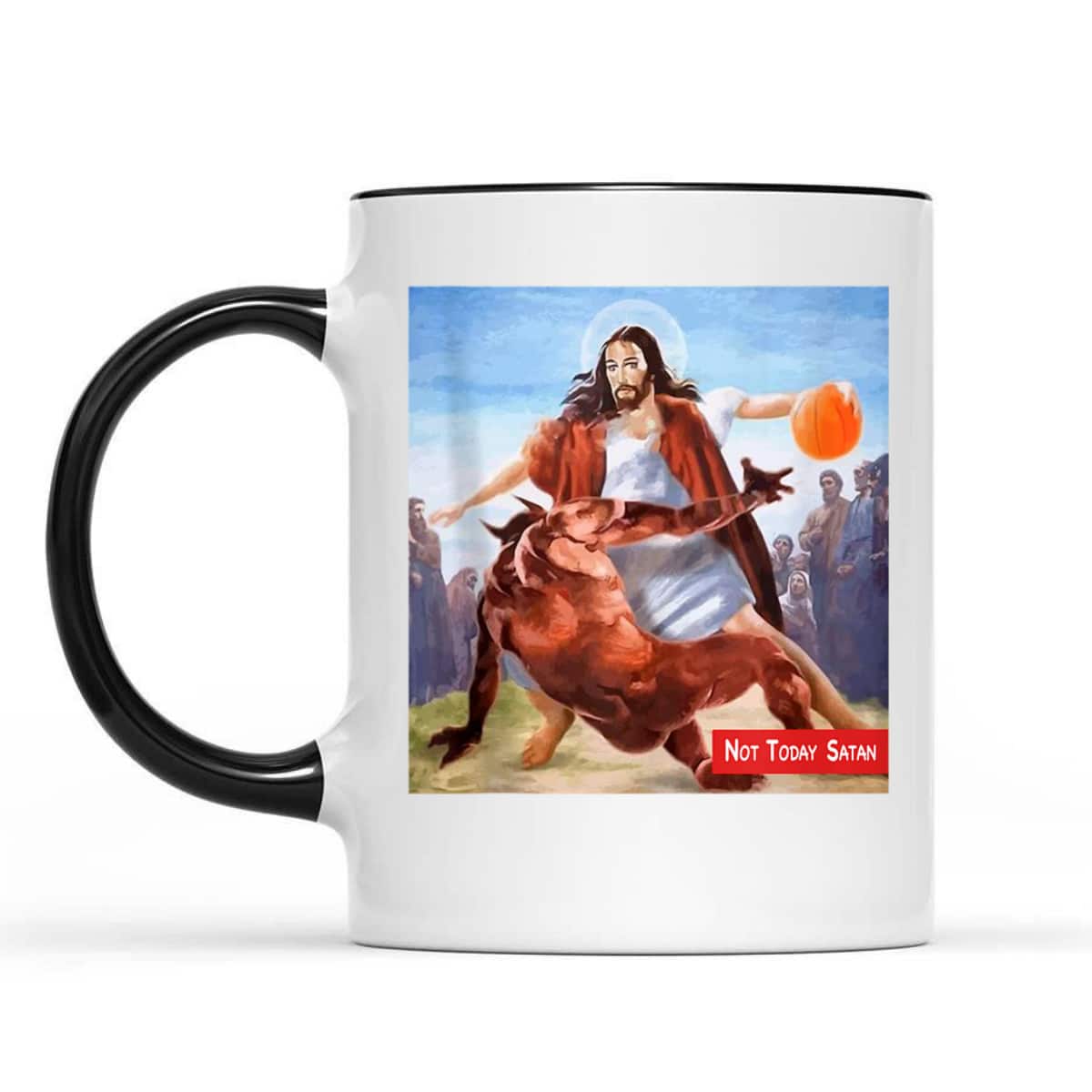 Not Today Satan Jesus Crossover Basketball Funny Christian T-Shirt