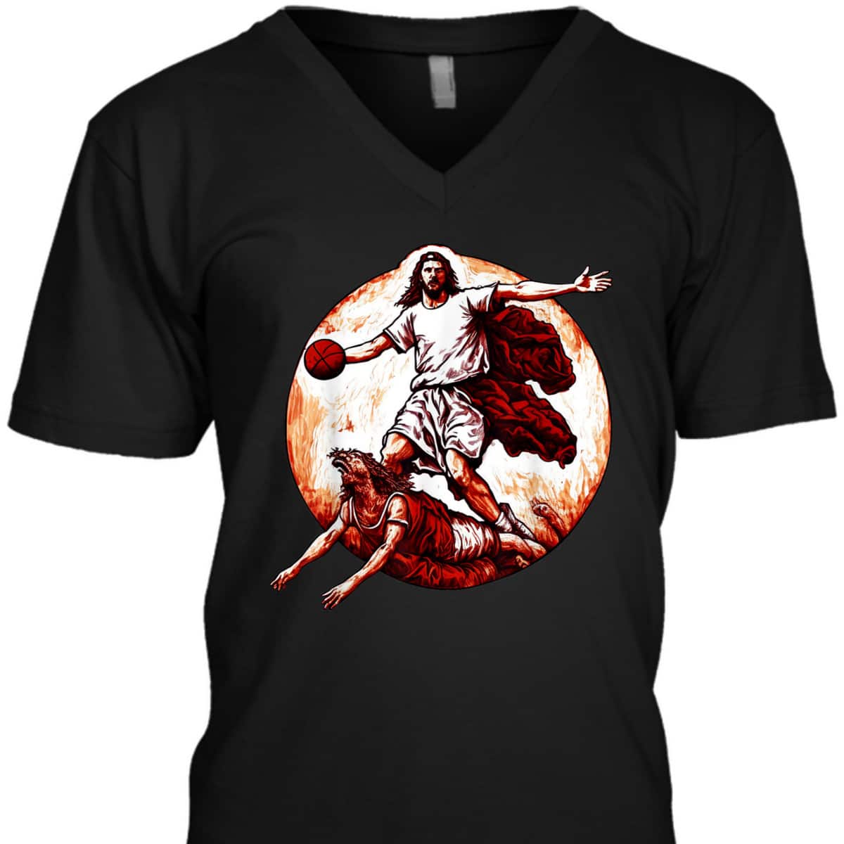 Funny Christian T-Shirt Jesus Crossing Up The Devil Christian Basketball Lover