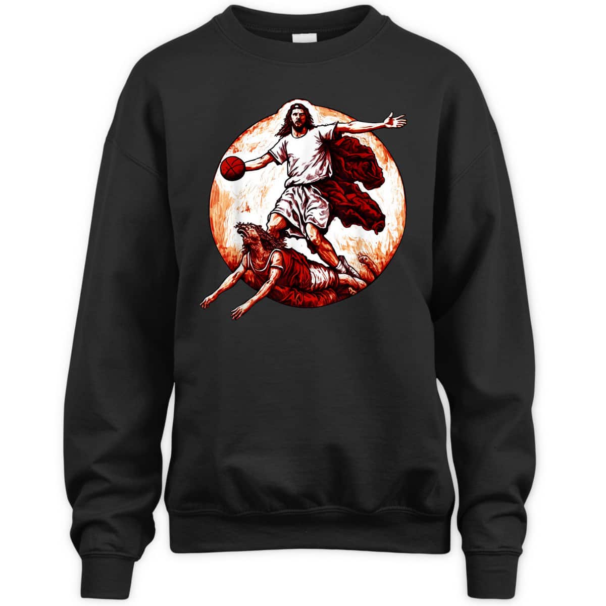 Funny Christian T-Shirt Jesus Crossing Up The Devil Christian Basketball Lover