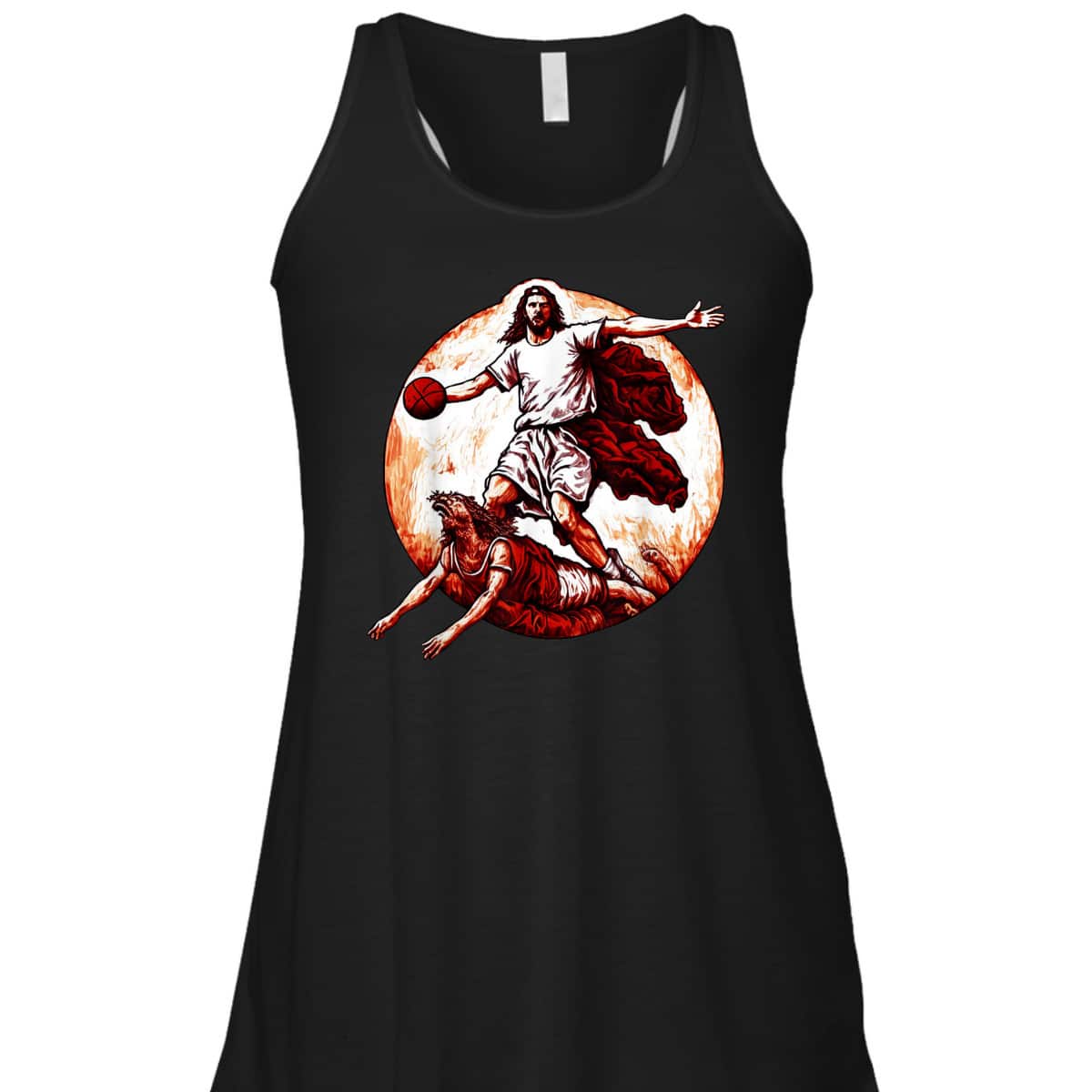 Funny Christian T-Shirt Jesus Crossing Up The Devil Christian Basketball Lover