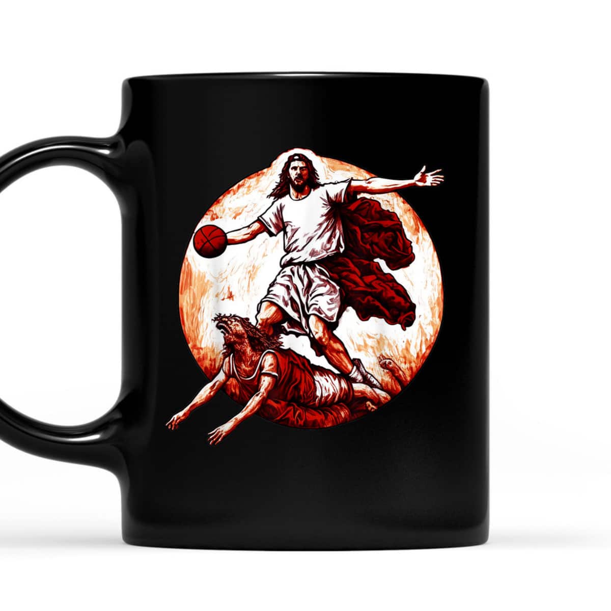 Funny Christian T-Shirt Jesus Crossing Up The Devil Christian Basketball Lover