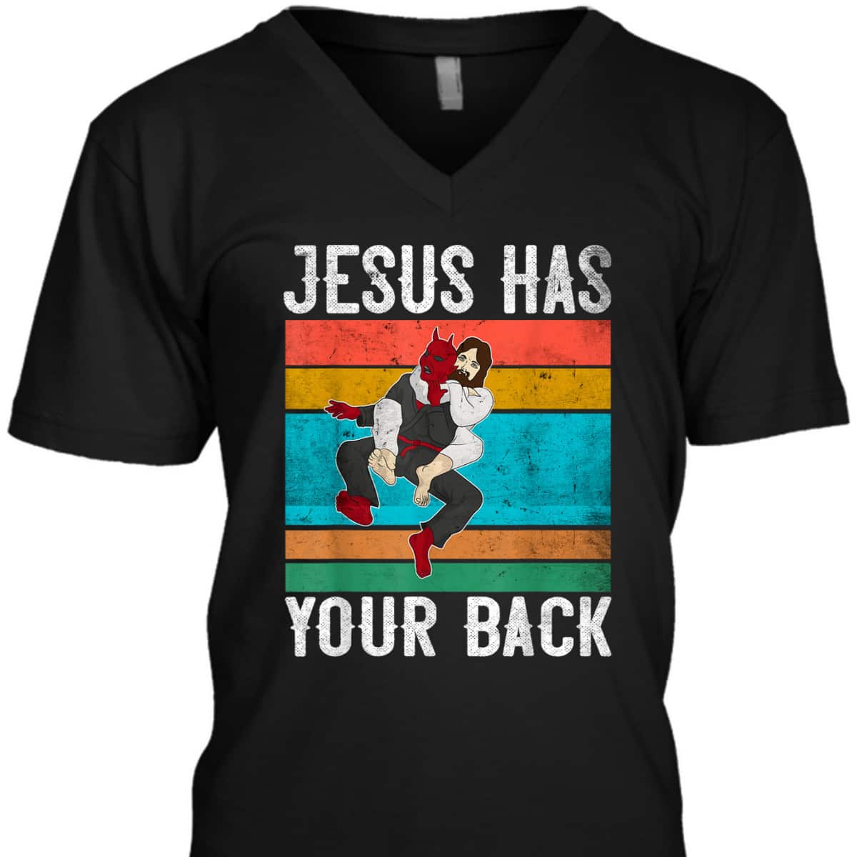 Funny Christian Jesus Has Your Back Brazilian Jiu Jitsu Religious Christian T-Shirt