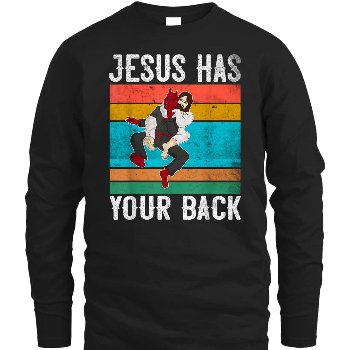 Funny Christian Jesus Has Your Back Brazilian Jiu Jitsu Religious Christian T-Shirt