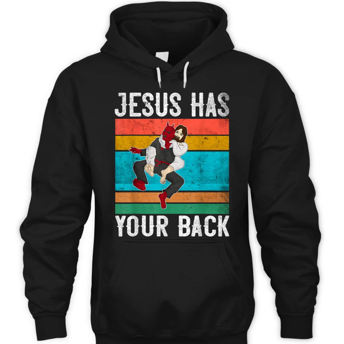 Funny Christian Jesus Has Your Back Brazilian Jiu Jitsu Religious Christian T-Shirt