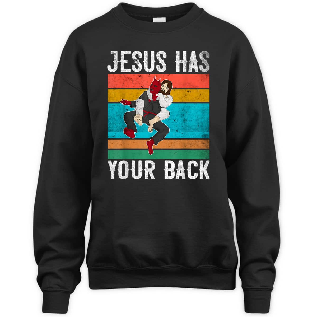 Funny Christian Jesus Has Your Back Brazilian Jiu Jitsu Religious Christian T-Shirt