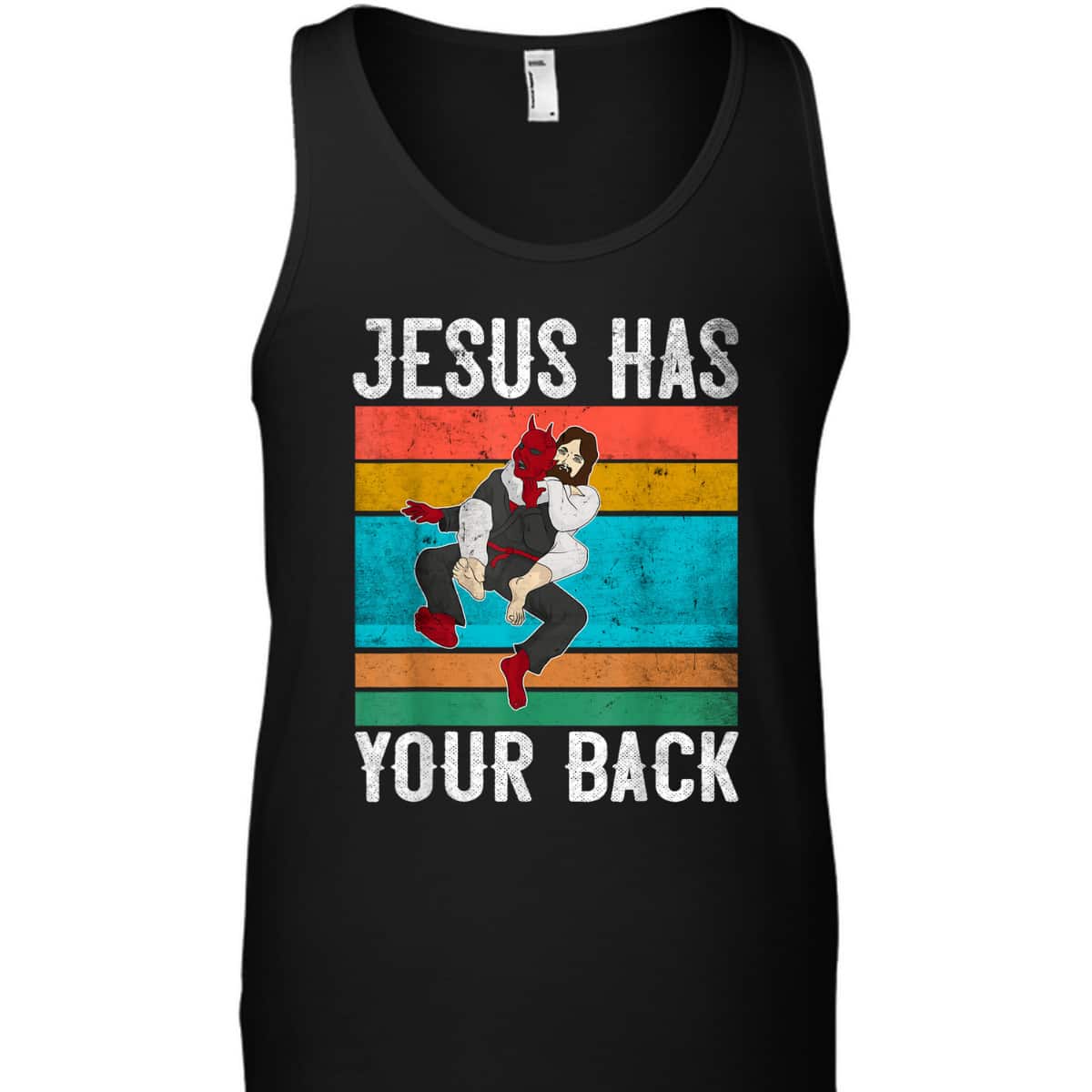 Funny Christian Jesus Has Your Back Brazilian Jiu Jitsu Religious Christian T-Shirt