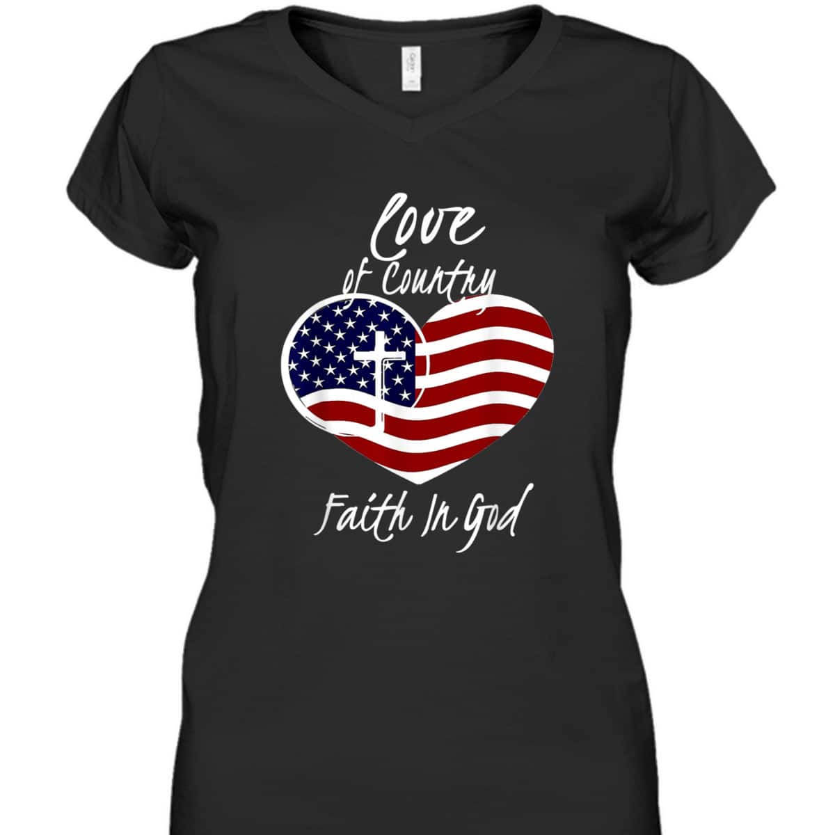 Patriotic Christian Faith In God Heart Cross American Flag July Fourth T-Shirt Patriotic Christian Faith In God Heart Cross American Flag July Fourth T-Shirt