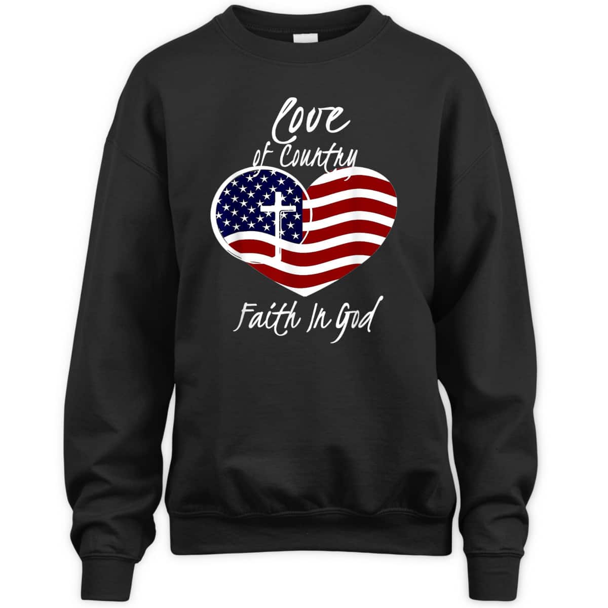Patriotic Christian Faith In God Heart Cross American Flag July Fourth T-Shirt Patriotic Christian Faith In God Heart Cross American Flag July Fourth T-Shirt