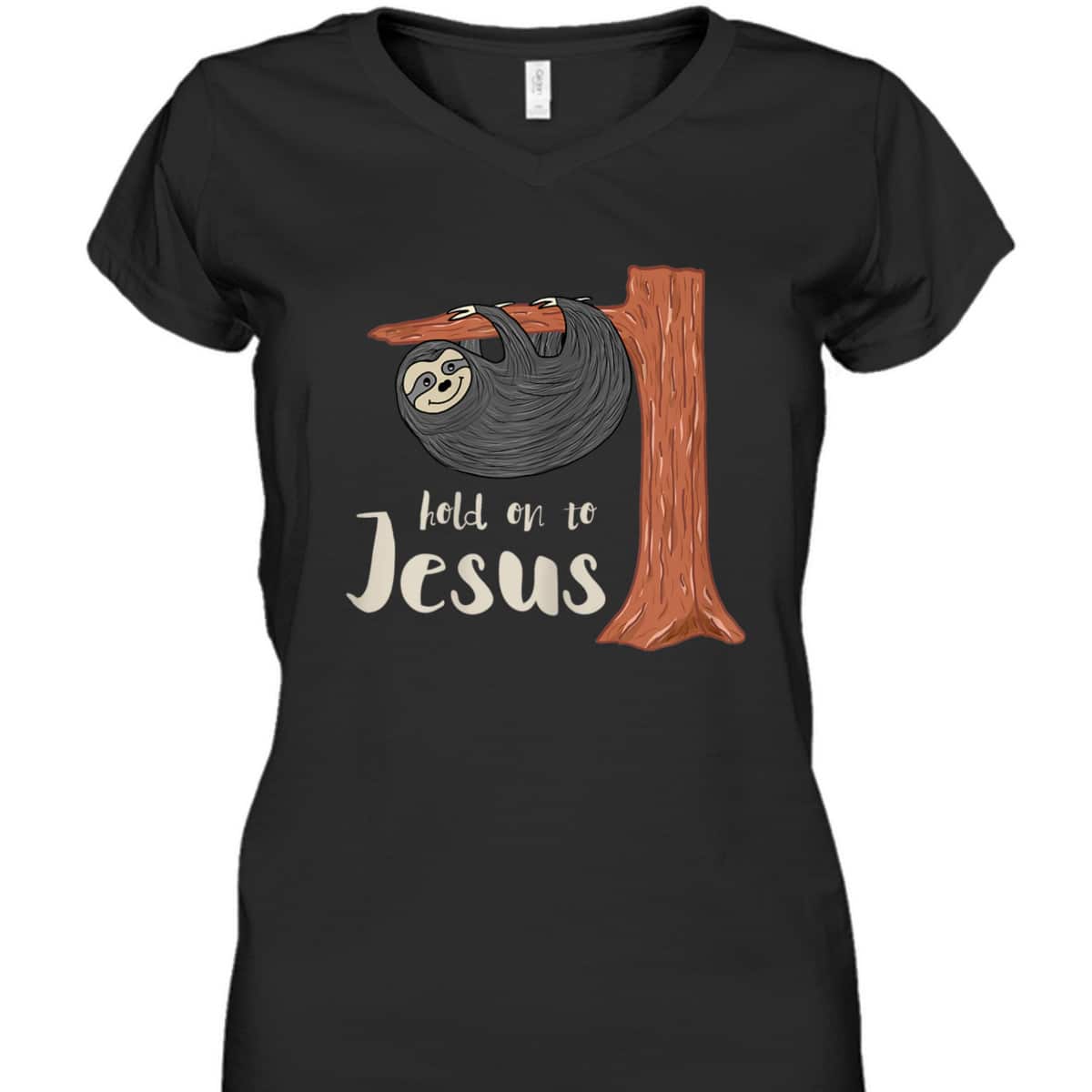Funny Christian Sloth T-Shirt Hold On To Jesus