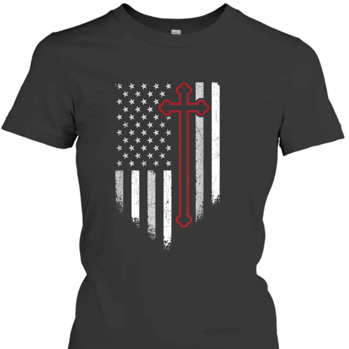 Christian Cross American Flag 4th July Patriotic Christian T-Shirt Christian Cross American Flag 4th July Patriotic Christian T-Shirt
