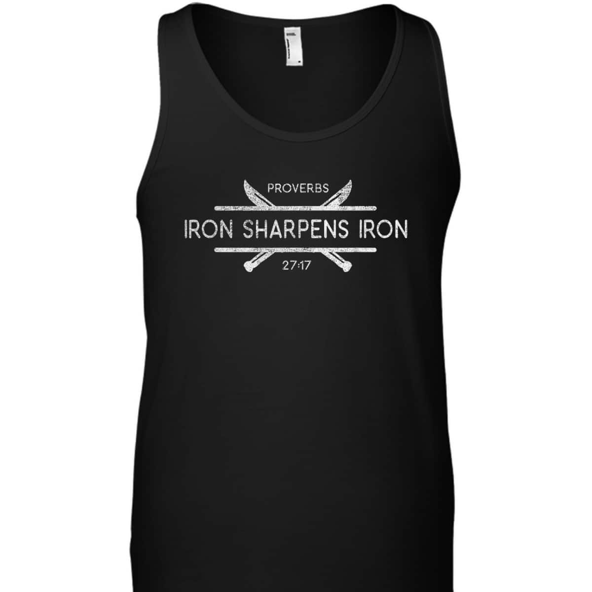 Bible Verse T-Shirt Proverbs 27:17 Iron Sharpens Iron Christian Bible Verse T-Shirt Proverbs 27:17 Iron Sharpens Iron Christian