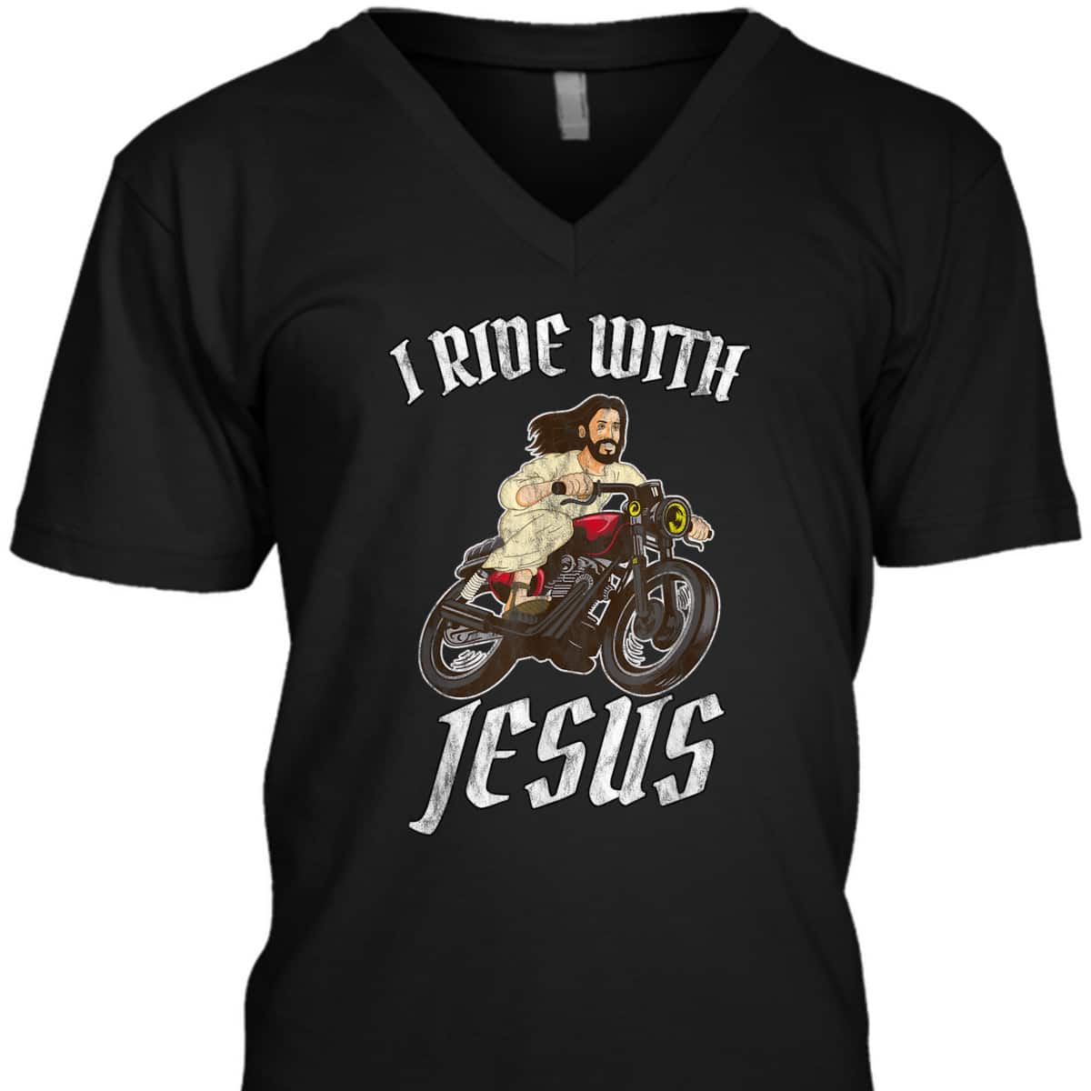 I Ride With Jesus God For Christian Motorcyclists Funny Christian T-Shirt
