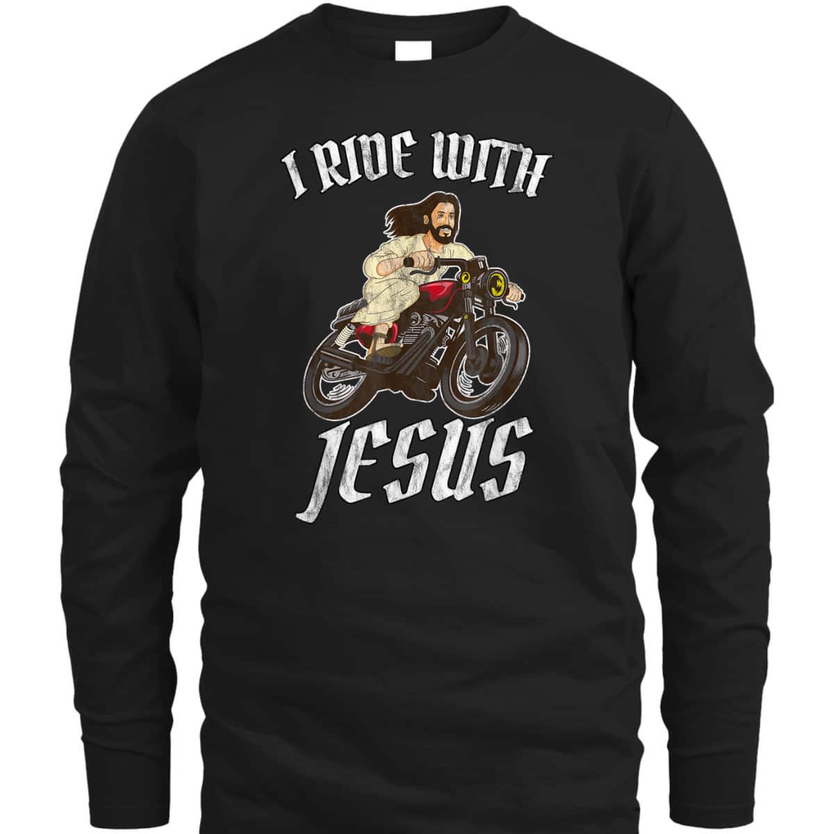 I Ride With Jesus God For Christian Motorcyclists Funny Christian T-Shirt