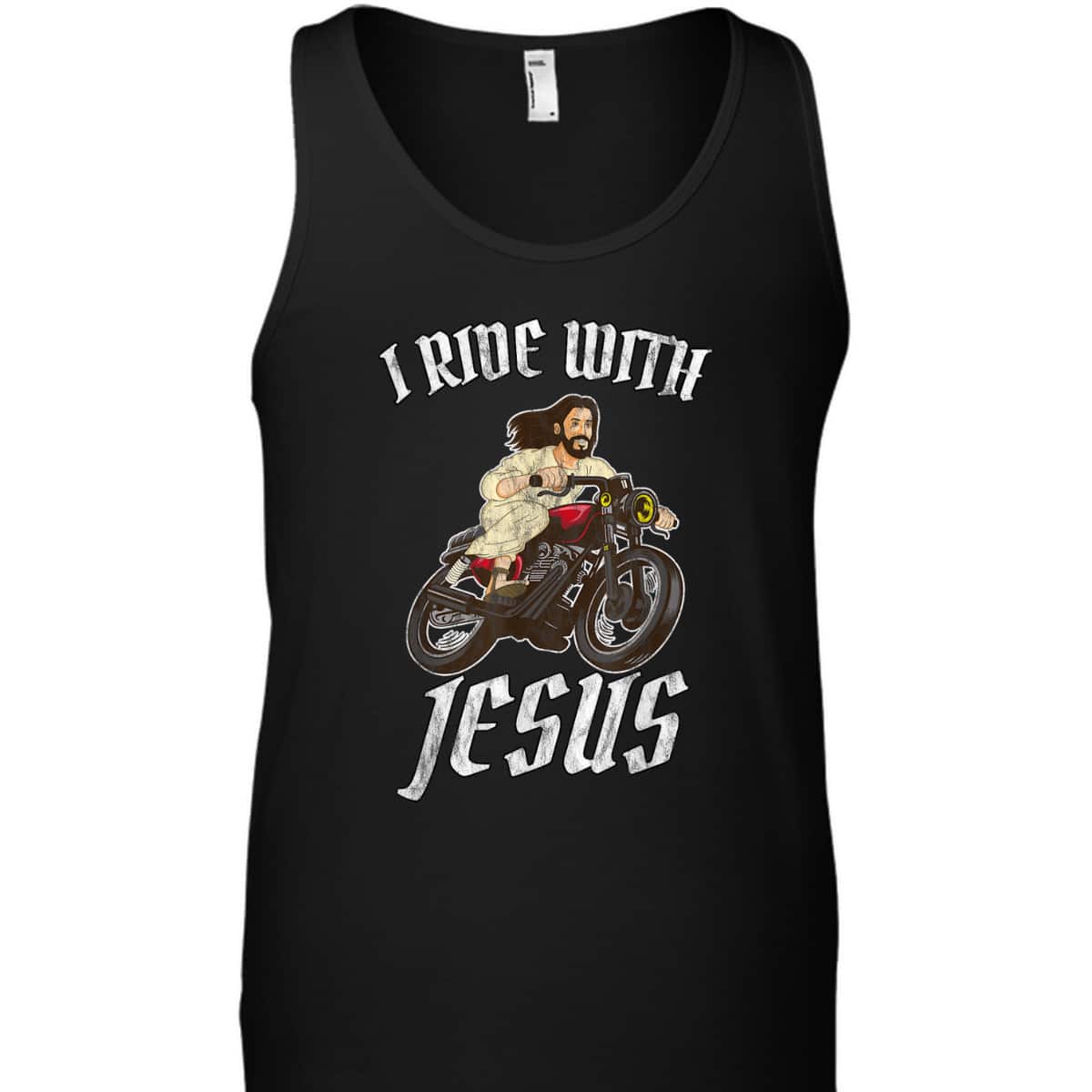 I Ride With Jesus God For Christian Motorcyclists Funny Christian T-Shirt