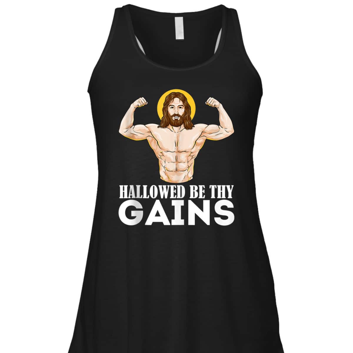 Hallowed Be Thy Gains Funny Muscle Jesus Weight Lifting T-Shirt Hallowed Be Thy Gains Funny Muscle Jesus Weight Lifting T-Shirt