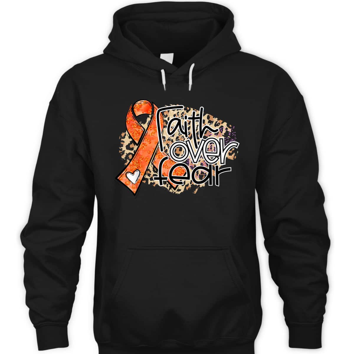 Christian Faith Over Fear Leopard Orange Ribbon Leukemia Awareness T-Shirt Christian Faith Over Fear Leopard Orange Ribbon Leukemia Awareness T-Shirt