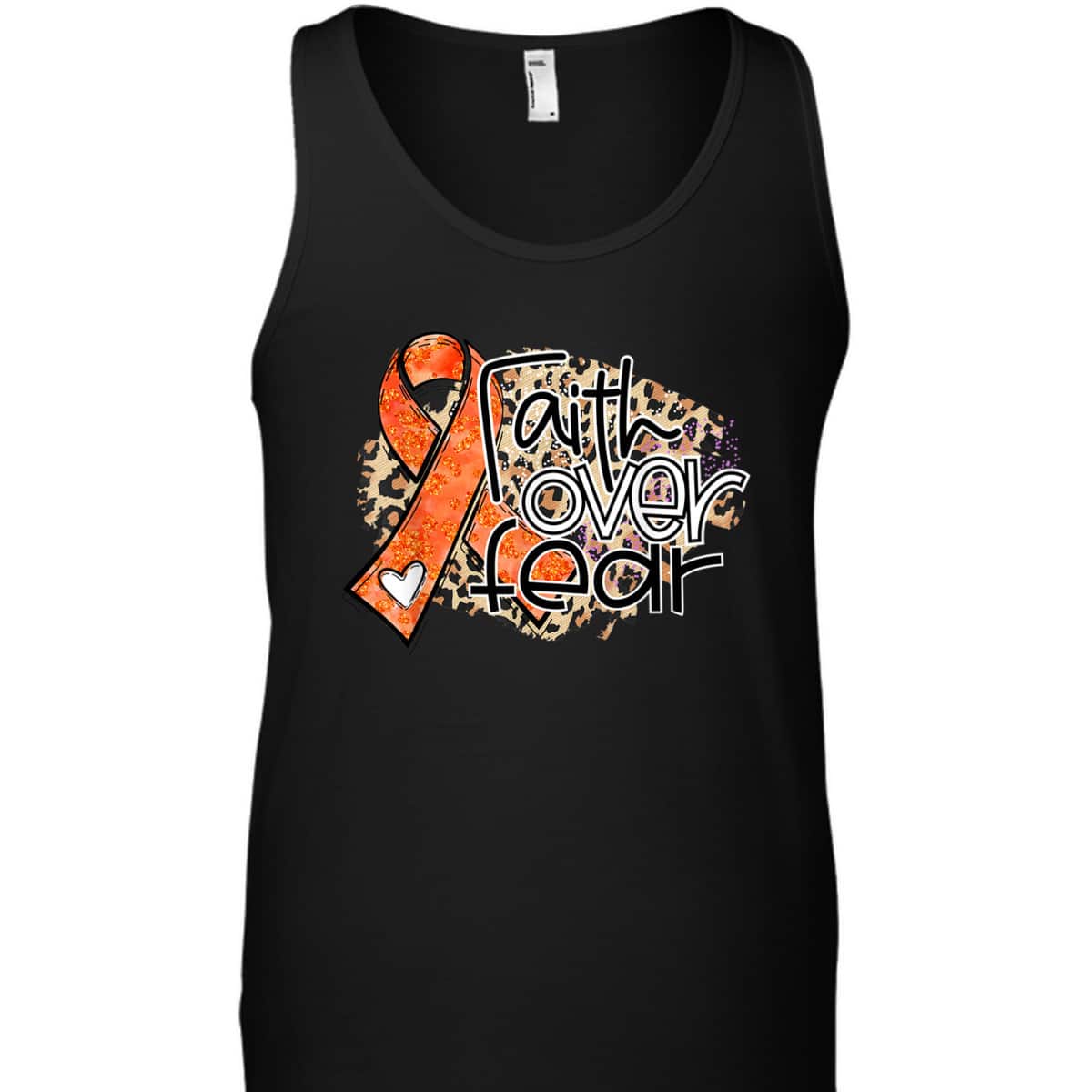Christian Faith Over Fear Leopard Orange Ribbon Leukemia Awareness T-Shirt Christian Faith Over Fear Leopard Orange Ribbon Leukemia Awareness T-Shirt