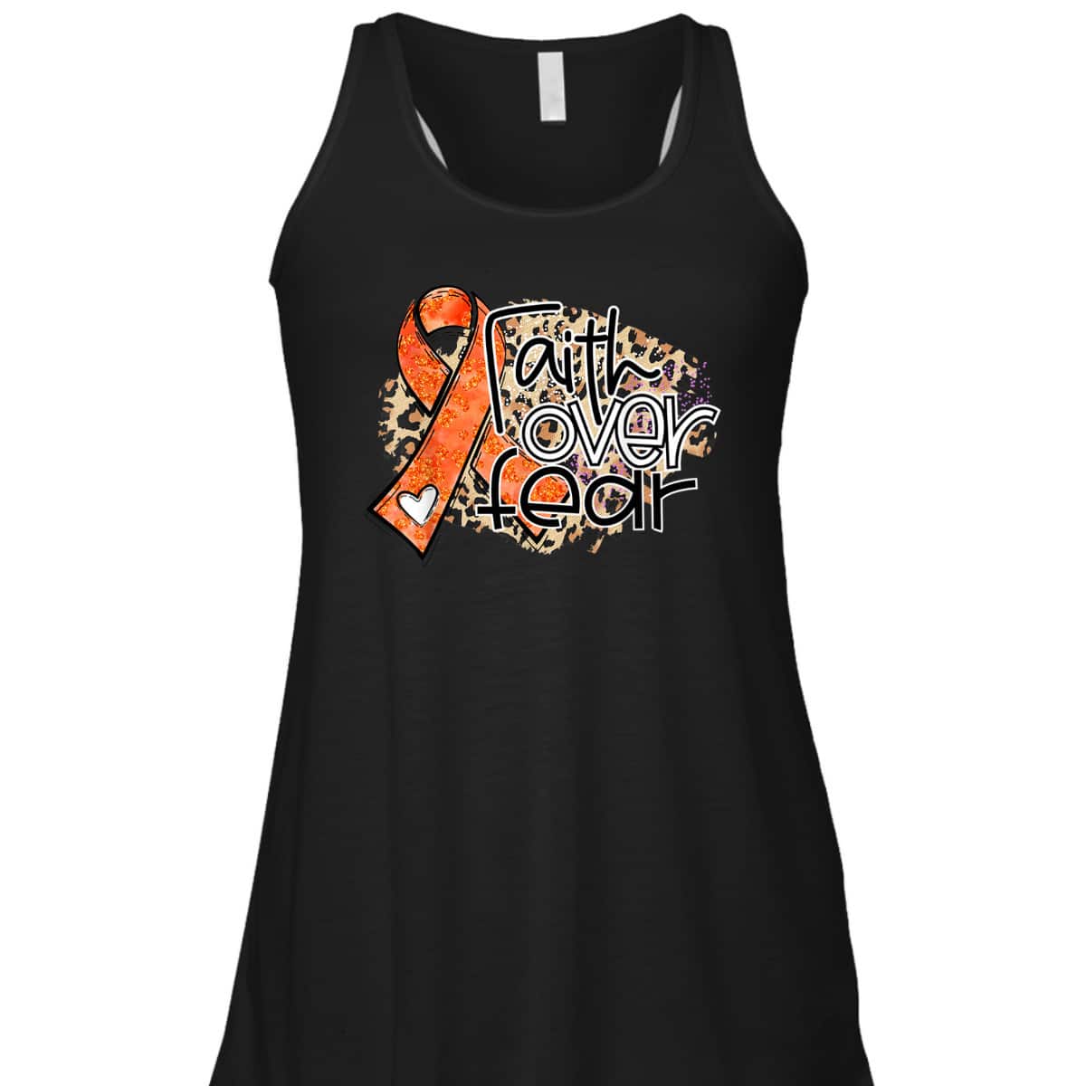 Christian Faith Over Fear Leopard Orange Ribbon Leukemia Awareness T-Shirt Christian Faith Over Fear Leopard Orange Ribbon Leukemia Awareness T-Shirt