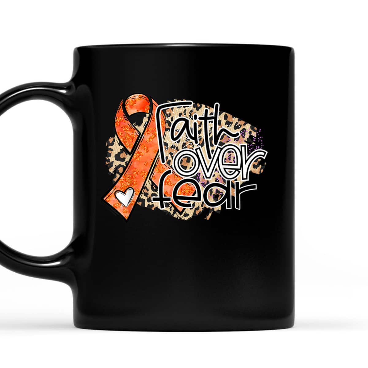 Christian Faith Over Fear Leopard Orange Ribbon Leukemia Awareness T-Shirt Christian Faith Over Fear Leopard Orange Ribbon Leukemia Awareness T-Shirt