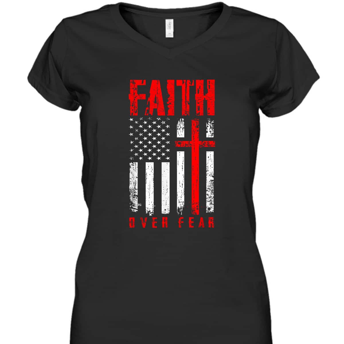Faith Over Fears Christian Cross American USA Flag Independence Day 4 Of July T-Shirt Faith Over Fears Christian Cross American USA Flag Independence Day 4 Of July T-Shirt