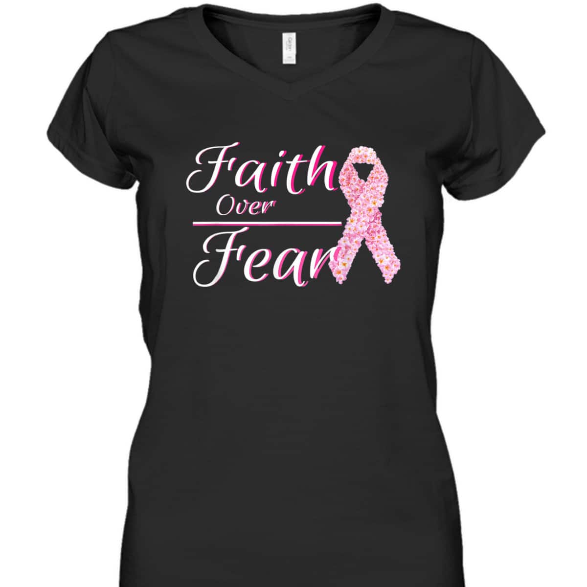 Breast Cancer Awareness Christian Faith Over Fear For Warriors T-Shirt Breast Cancer Awareness Christian Faith Over Fear For Warriors T-Shirt