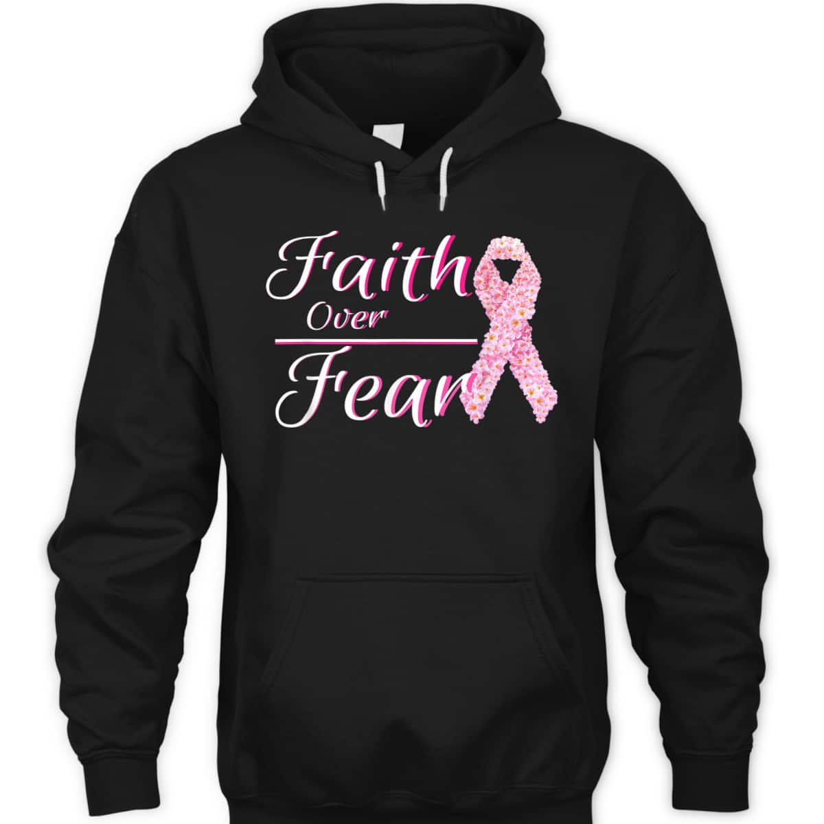 Breast Cancer Awareness Christian Faith Over Fear For Warriors T-Shirt Breast Cancer Awareness Christian Faith Over Fear For Warriors T-Shirt