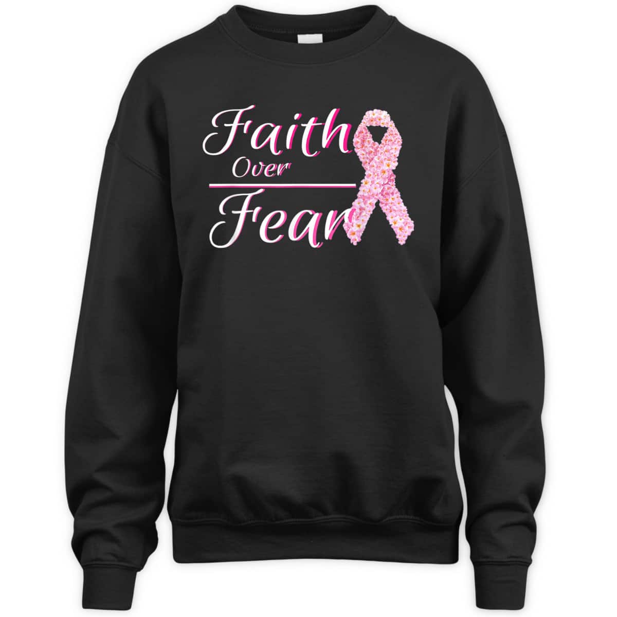Breast Cancer Awareness Christian Faith Over Fear For Warriors T-Shirt Breast Cancer Awareness Christian Faith Over Fear For Warriors T-Shirt
