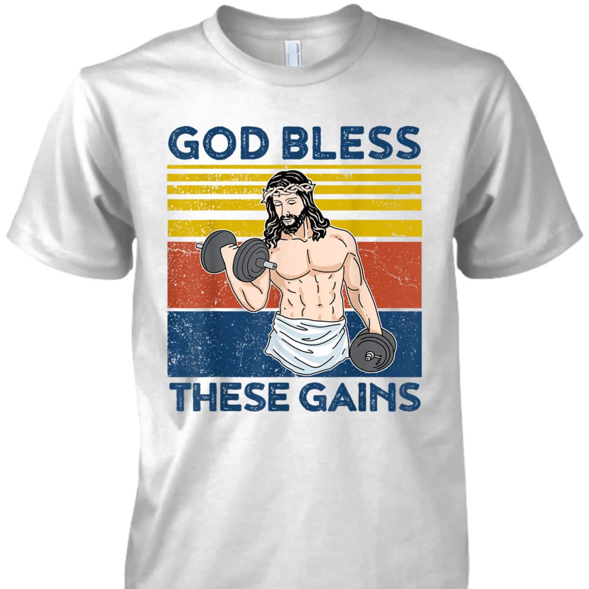Christian Athlete Gym God Bless These Gains Jesus Christian Funny T-Shirt Christian Athlete Gym God Bless These Gains Jesus Christian Funny T-Shirt