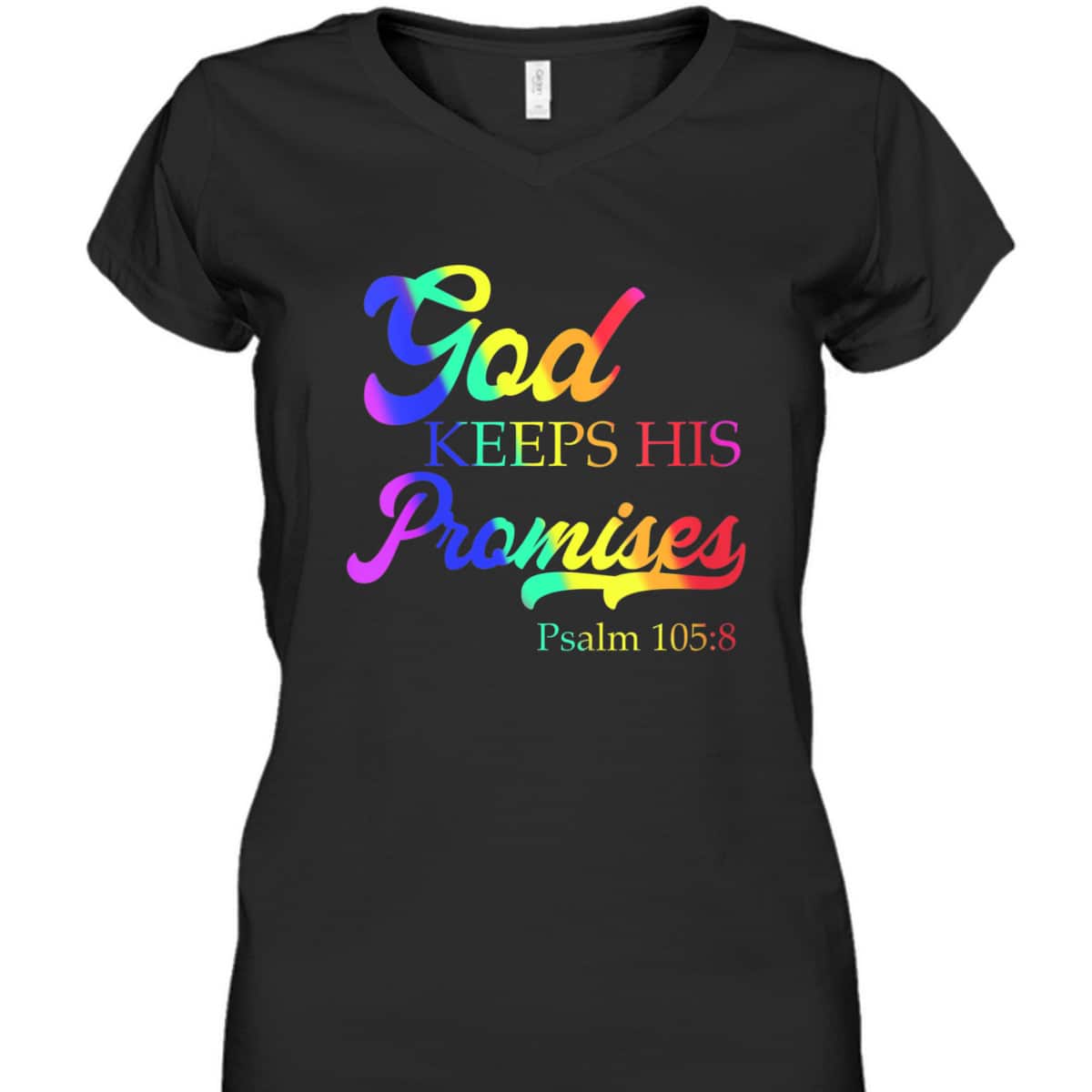 God Keeps His Promises Psalm 1058 Christian Rainbow Bible Verse T-Shirt