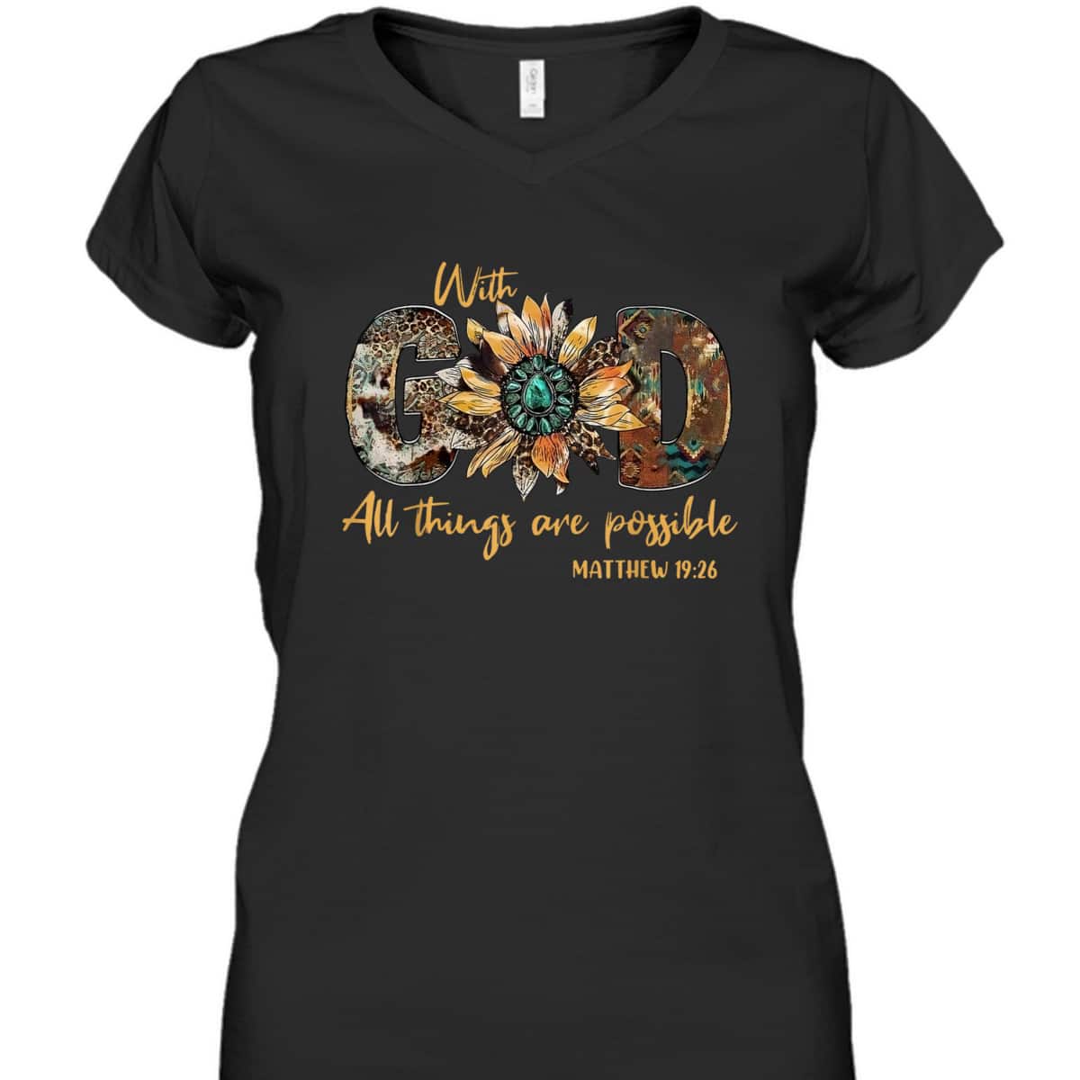 With God All Things Are Possible Leopard Sunflower Bible Verse T-Shirt With God All Things Are Possible Leopard Sunflower Bible Verse T-Shirt