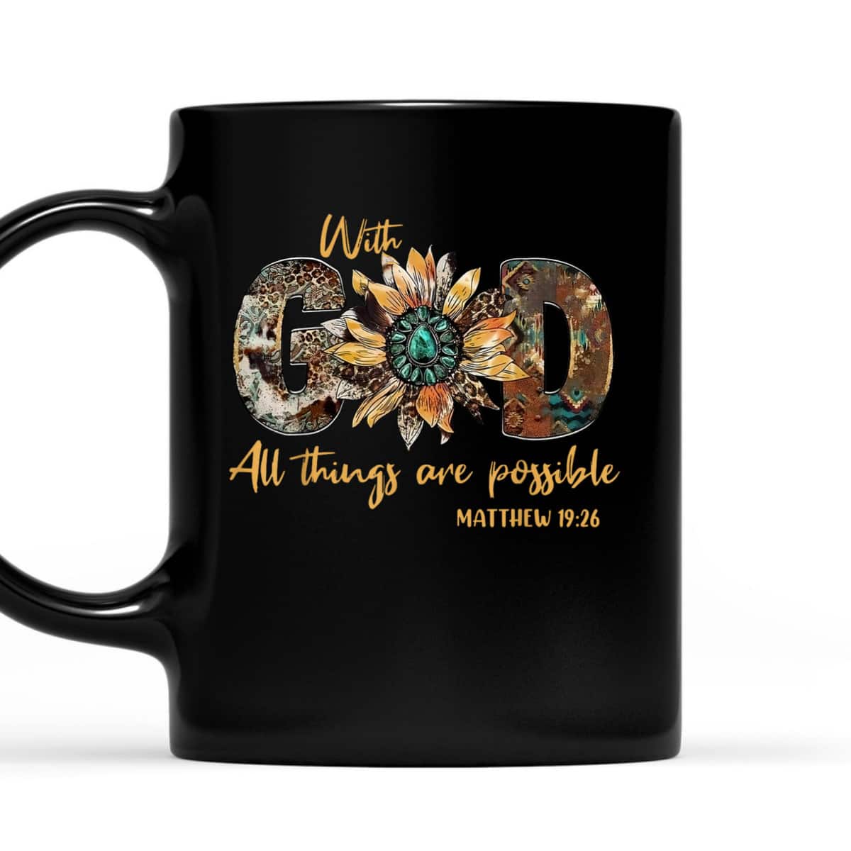 With God All Things Are Possible Leopard Sunflower Bible Verse T-Shirt With God All Things Are Possible Leopard Sunflower Bible Verse T-Shirt