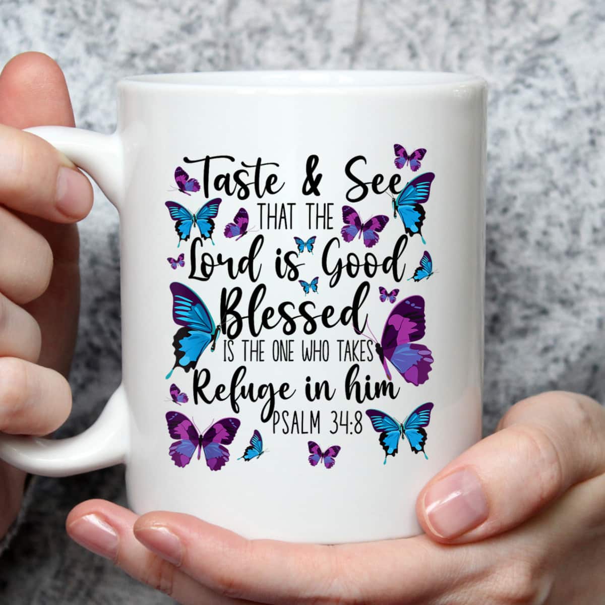 Christian Bible Verse T-Shirt Butterfly Psalm 34:8 The Lord Is Good