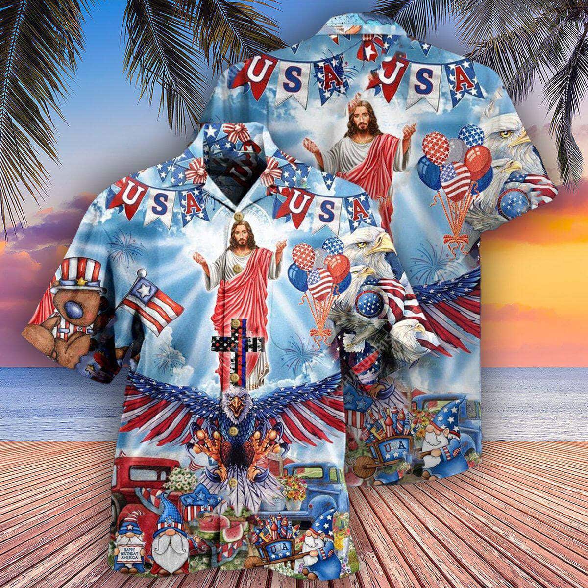 Christian Religious Hawaiian Shirt Jesus America Patriotism 4th Of July Independence Day Gift For Christian Christian Religious Hawaiian Shirt Jesus America Patriotism 4th Of July Independence Day Gift For Christian