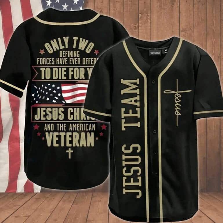 Jesus Team And The US American Veteran Baseball Jersey Best Christian Veteran Day Gift