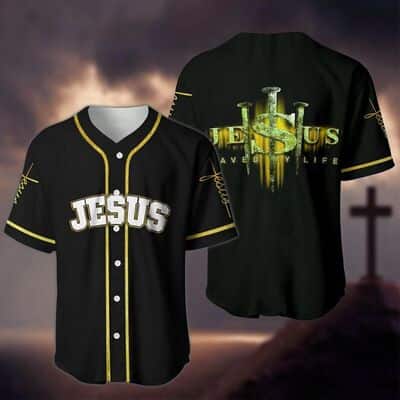 Jesus Saved My Life Yellow Baseball Jersey Religious Gift For Christian Friend
