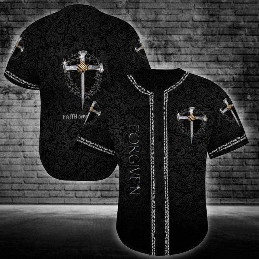 Christian Baseball Jersey Forgiven Faith Over Fear Religious Gift For Christians