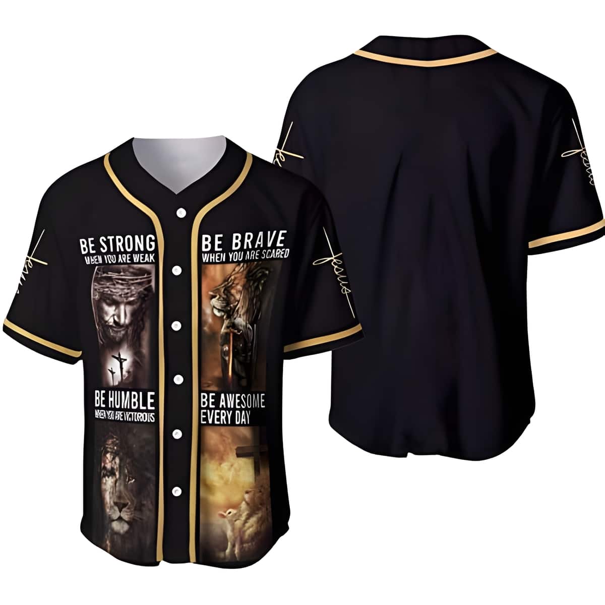Christian Baseball Jersey Jesus Be Strong Be Brave Be Humble Be Awesome
