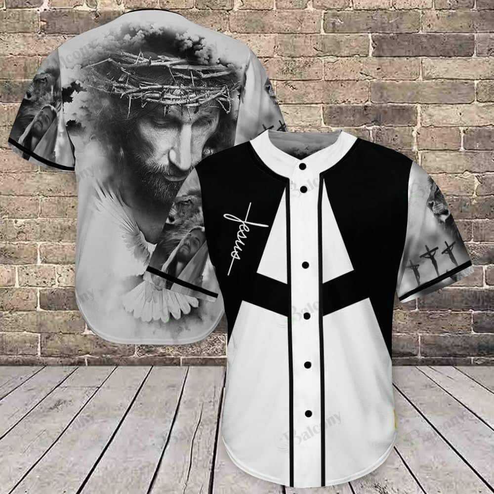 Jesus Christian Baseball Jersey Unique Black And White Religious Gift For Friends