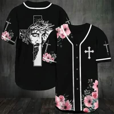 Christian Baseball Jersey God And Flower Of Faith Religious Gift For Christians