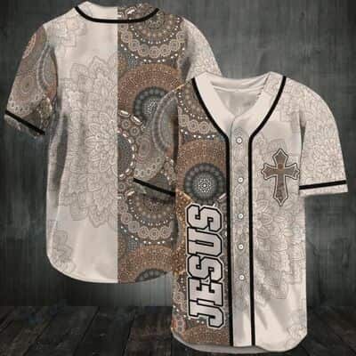 Jesus Baseball Jersey Mandala Pattern Christian Cross Gift For Jesus Lover