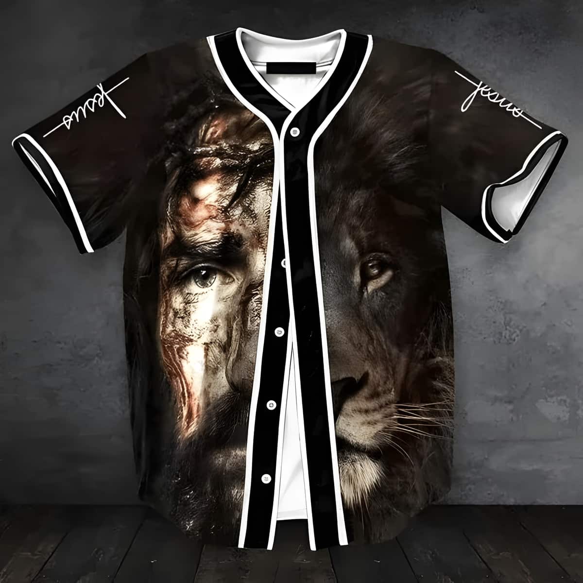 Lion And Jesus Christian Baseball Jersey Faith Gift For Believers Friends
