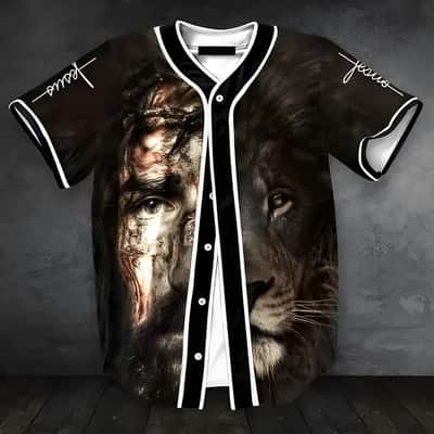 Lion And Jesus Christian Baseball Jersey Faith Gift For Believers Friends
